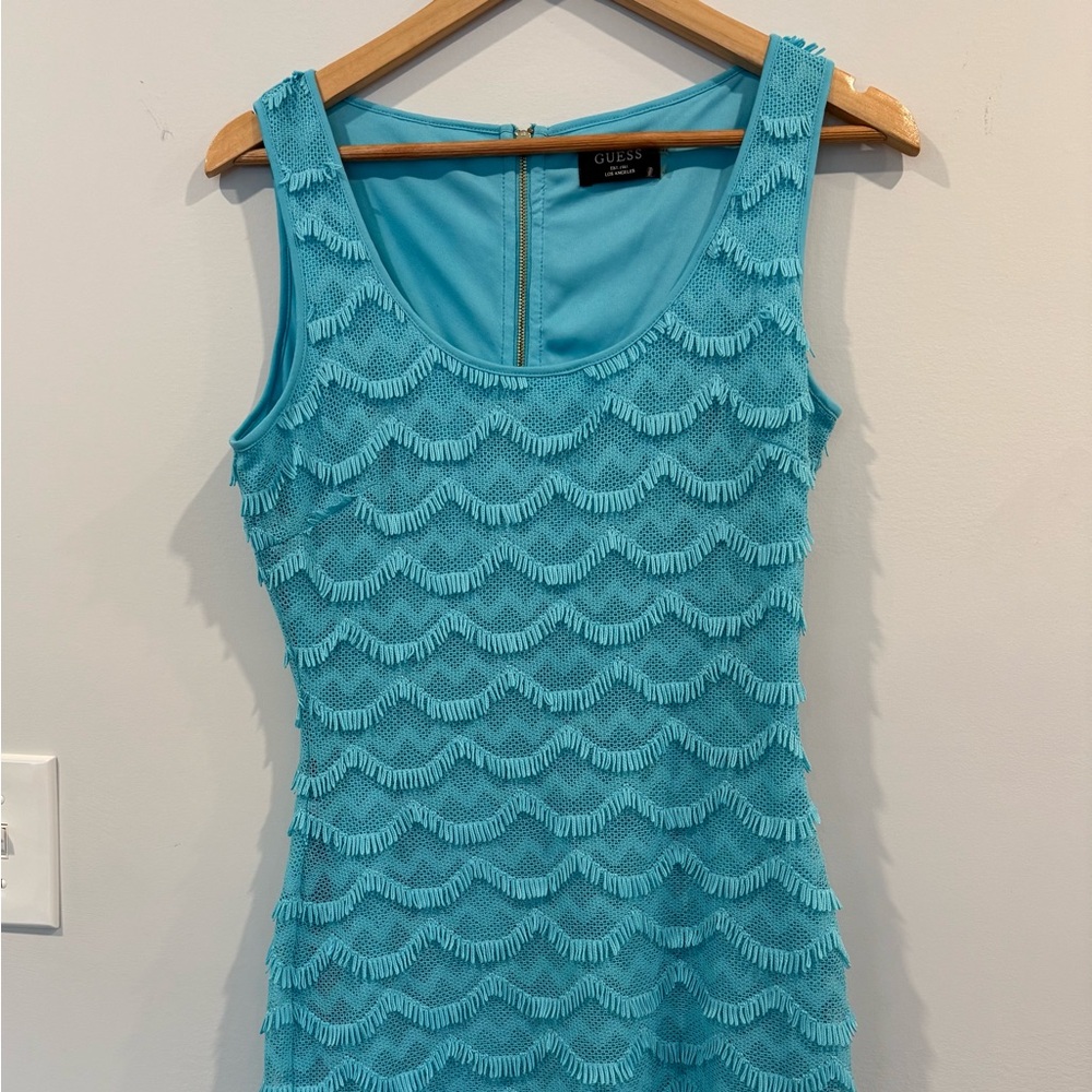Guess Turquoise Textured Mini Dress